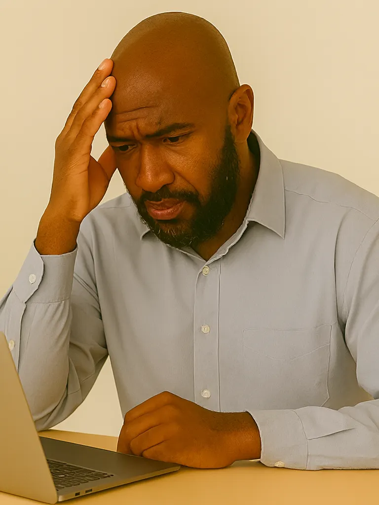 An employee stressing over late paycheck