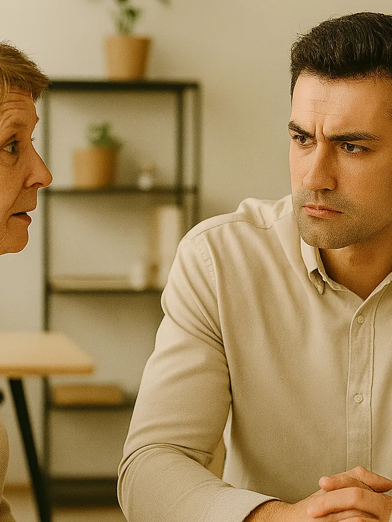 A woman getting questioned about her disability status