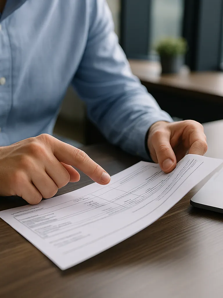Employee checking out pay stubs