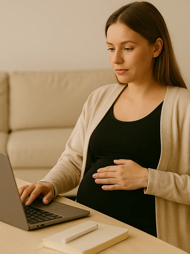 Pregnant woman in a home office