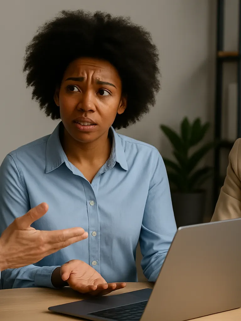 A group discussing gender discrimination in the workplace