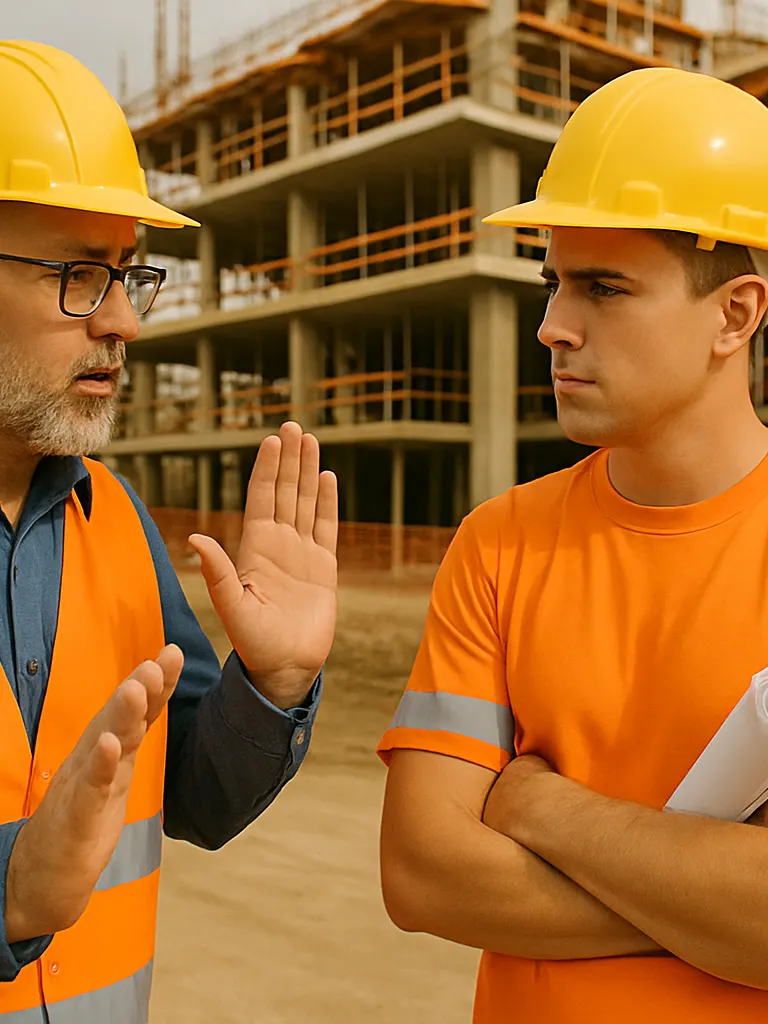 Workers discussing unsafe work