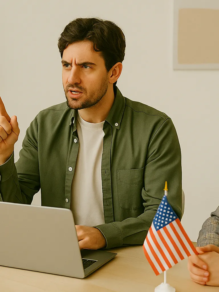 Employee giving a political talk 