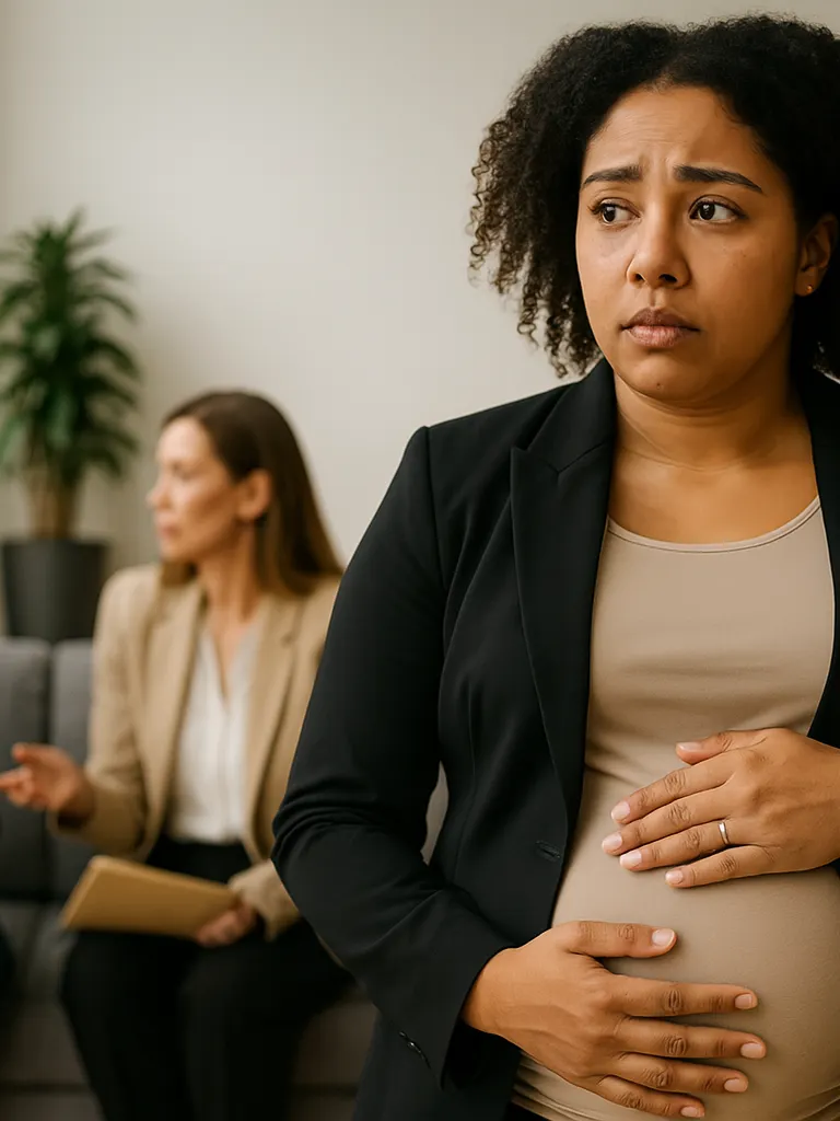 Pregnant woman at her worplace
