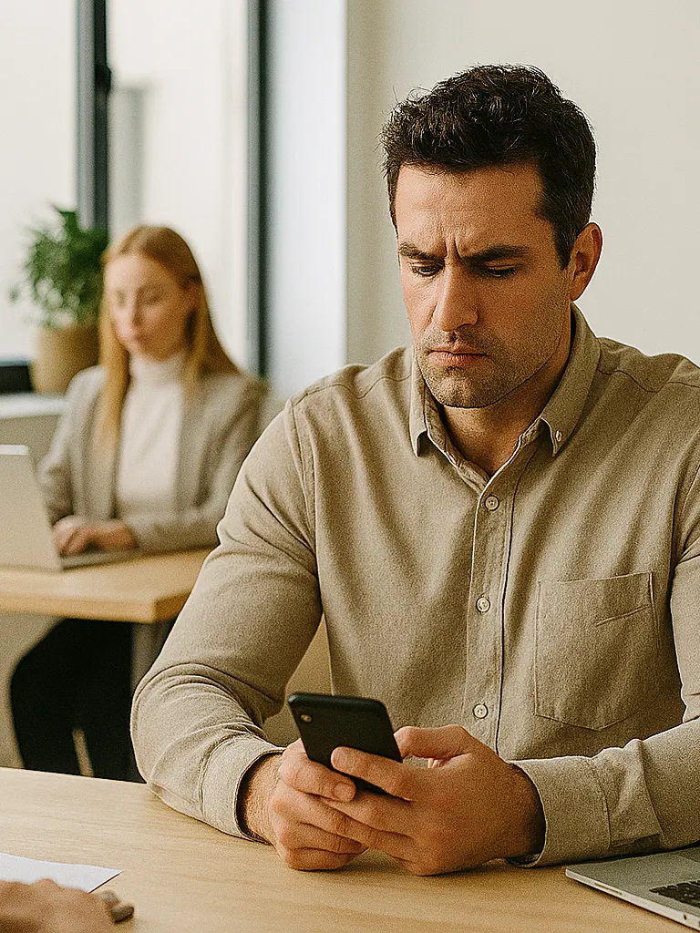 An employee cheking a prank email