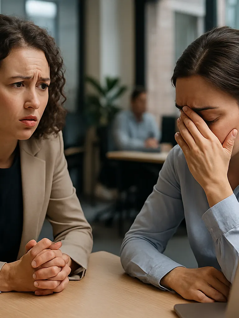 Employees discussing gender bias at work