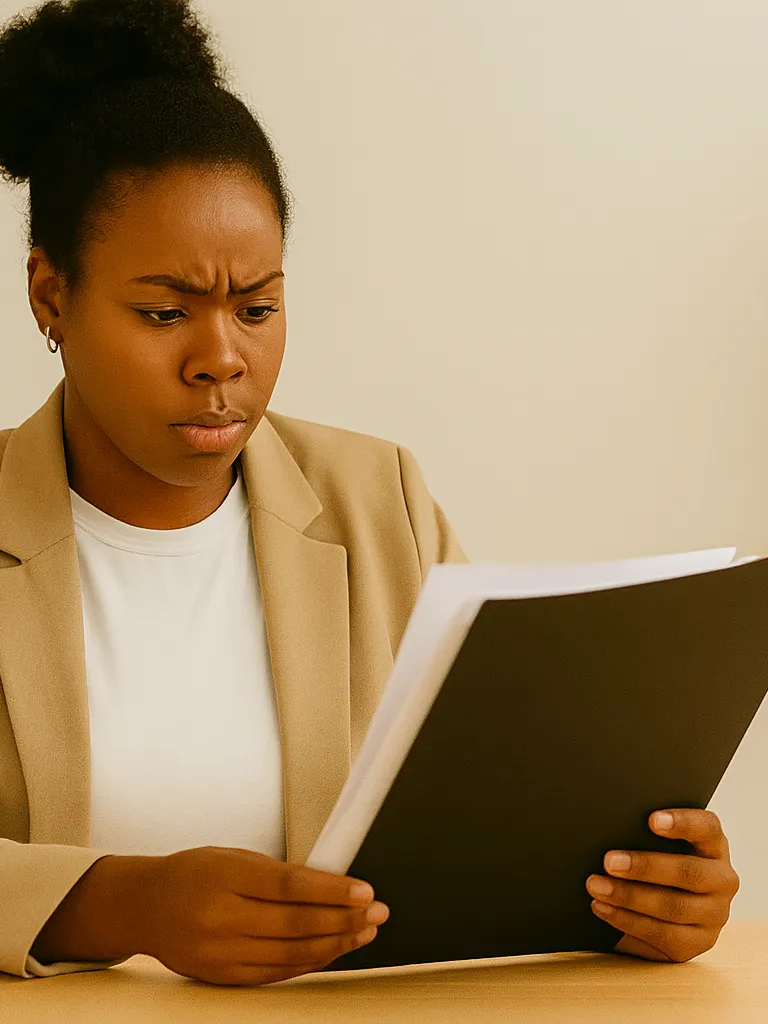A contractor looking at her contract