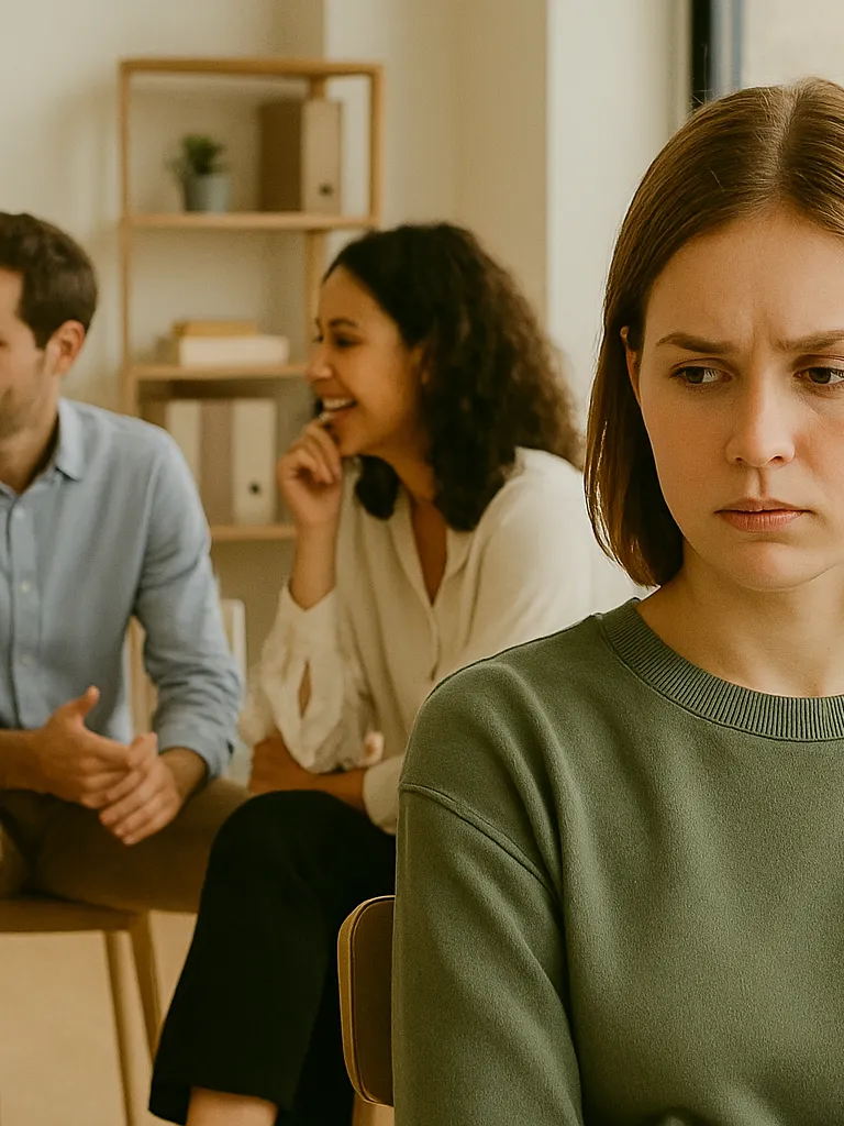 Work clique discussing an employee