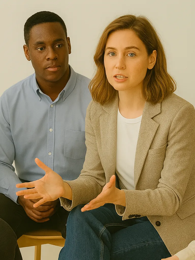Employees discussing gender stereotypes at work
