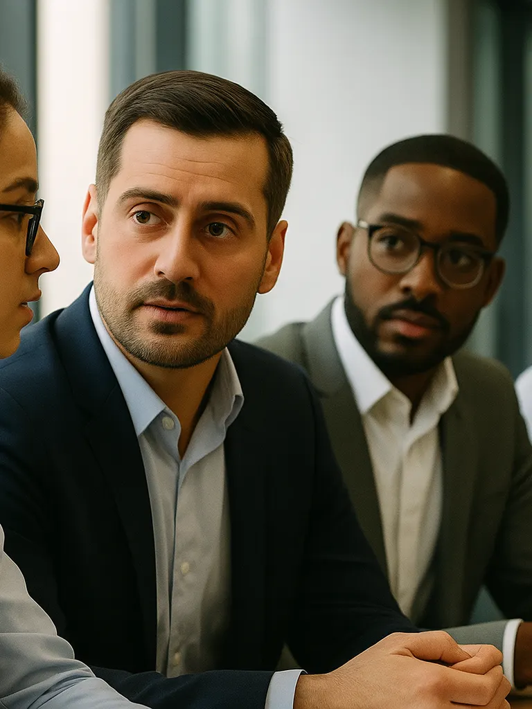 Collegues discussing somethig at the meeting